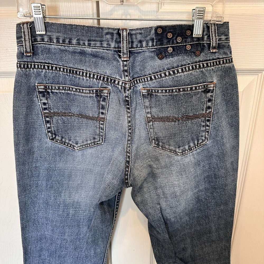 VTG Express Women's Jeans Sz 7 / 8 Denim Bronze Beads Mid Rise Bootcut Jeans Y2K - Picture 7 of 16